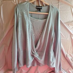 Requirements Women's Long Sleeve Sweater Attached Twin Set - Mint Green 0093